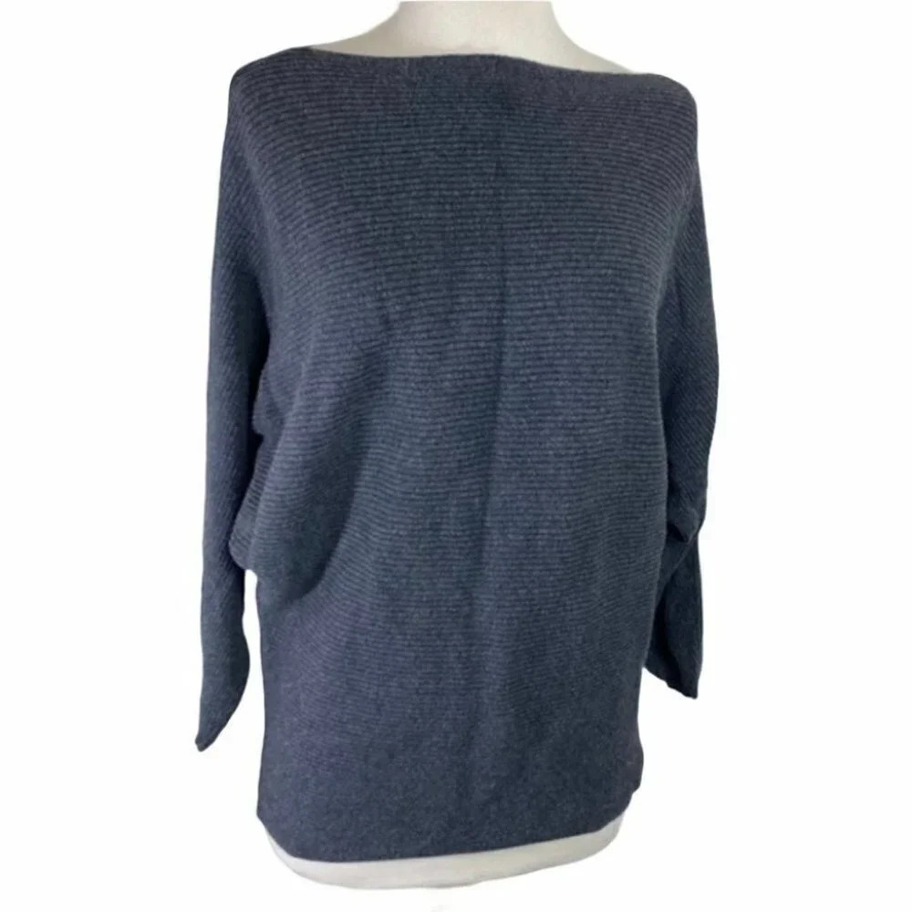 Vince Camuto S gray ribbed boat neck sweater